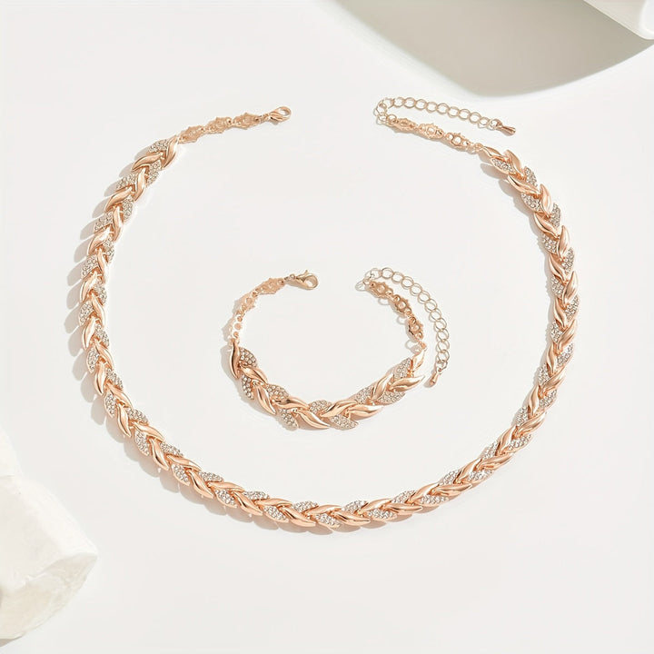 Alyson - Elegant Linked Leaf Necklace Set