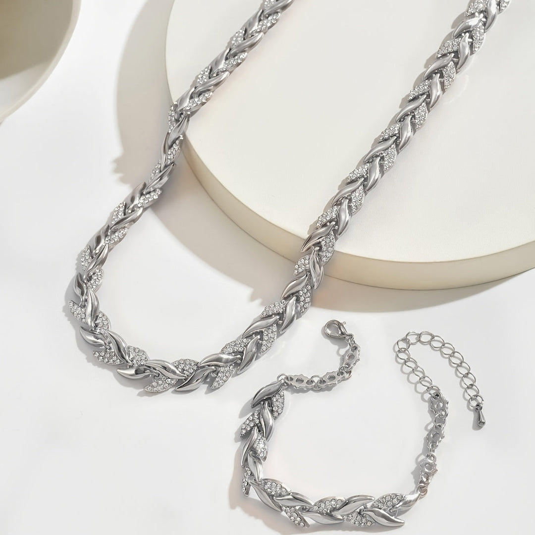 Alyson - Elegant Linked Leaf Necklace Set